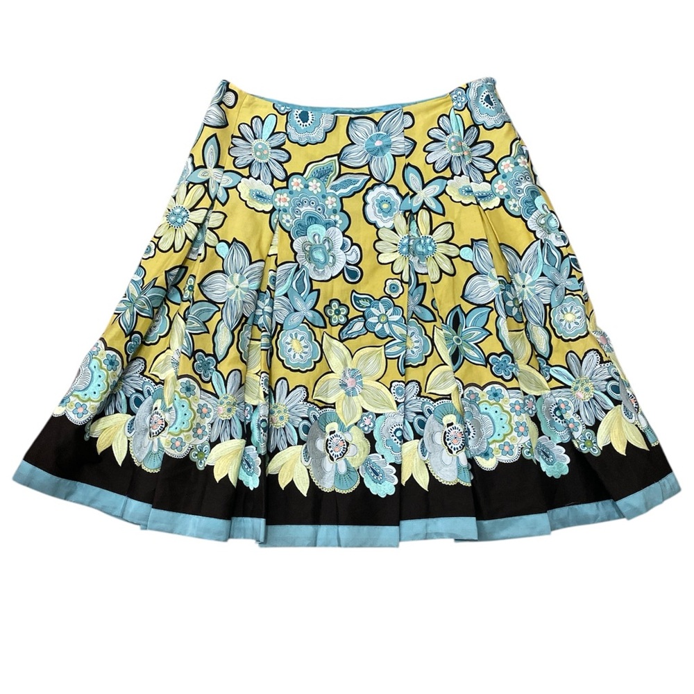 Carlisle Floral Yellow and Blue pleated skirt